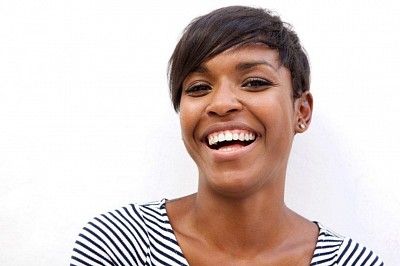 African american smiling woman.